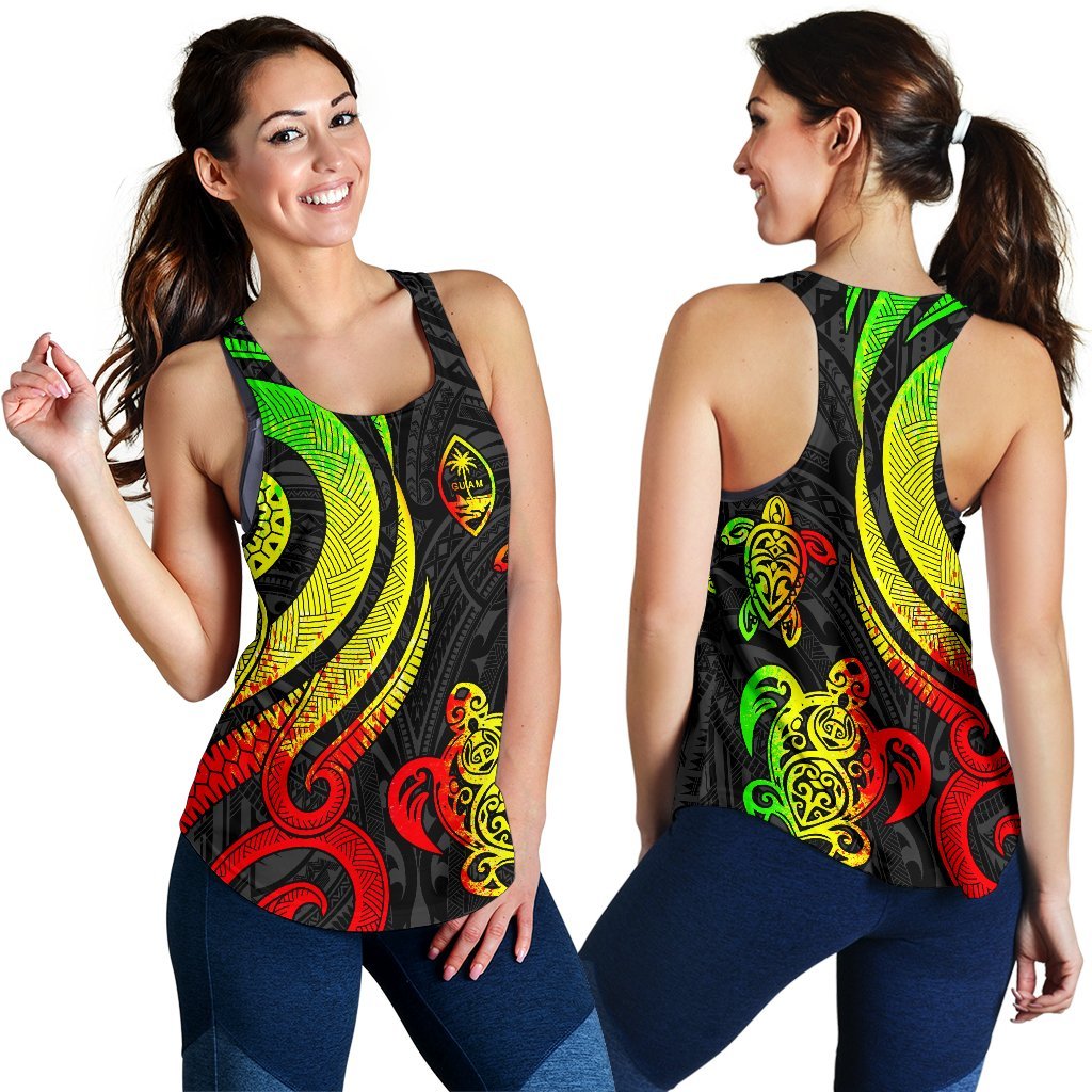 Guam Polynesian Women Racerback Tank - Reggae Tentacle Turtle Art - Polynesian Pride