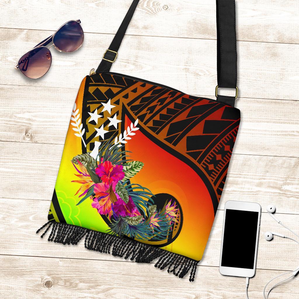 Kosrae Boho Handbag - Polynesian Hook And Hibiscus (Raggae) One Style One Size Raggae - Polynesian Pride