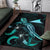 Tokelau Polynesian Area Rugs - Turtle With Blooming Hibiscus Turquoise - Polynesian Pride