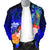 Pohnpei Custom Personalised Men's Bomber Jacket - Humpback Whale with Tropical Flowers (Blue) - Polynesian Pride