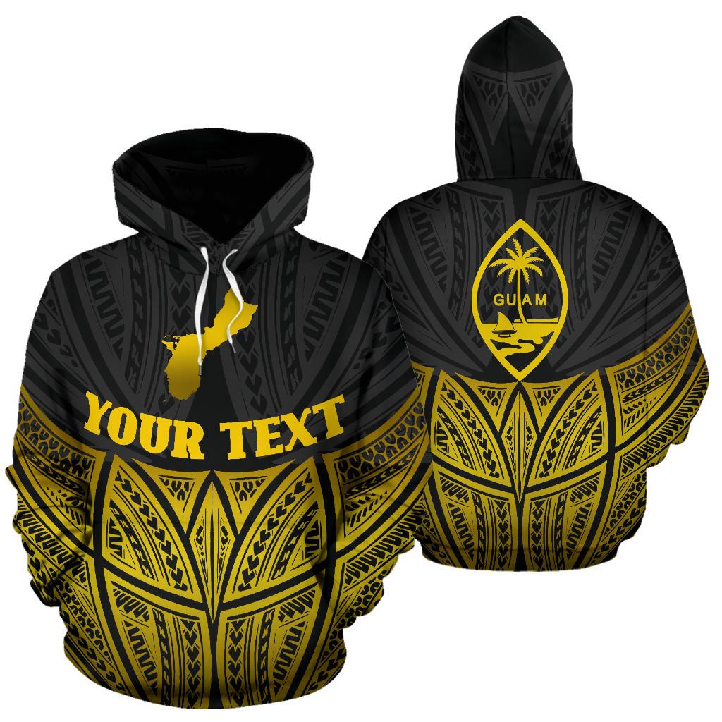 Guam Polynesian Custom Hoodie Gold Pride Map nd Seal Unisex Gold - Polynesian Pride