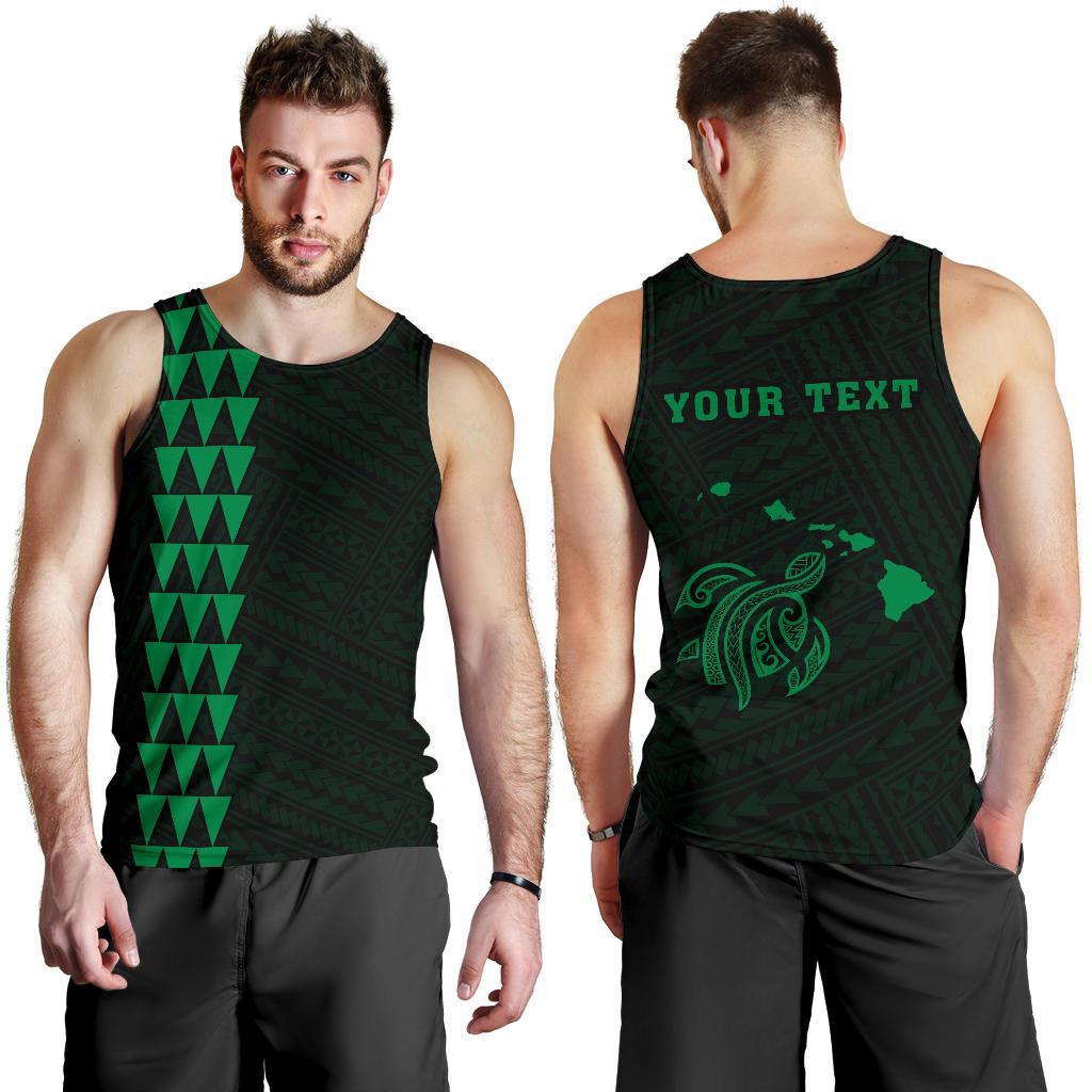 Hawaii Kakau Polynesian Turtle Map Personalized Men's Tank Top - Green Green - Polynesian Pride