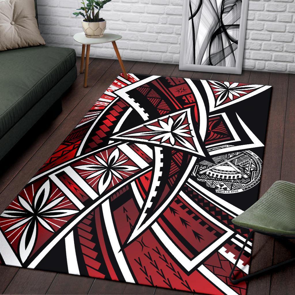 American Samoa Polynesian Area Rug - Tribal Flower Special Pattern Red Color Red - Polynesian Pride