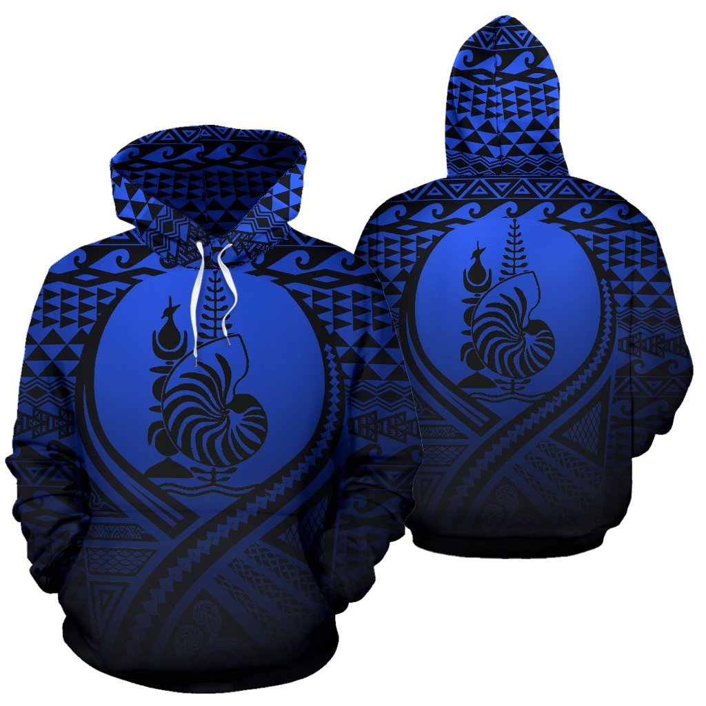 New Caledonia All Over Hoodie Lift up Blue Unisex Blue - Polynesian Pride