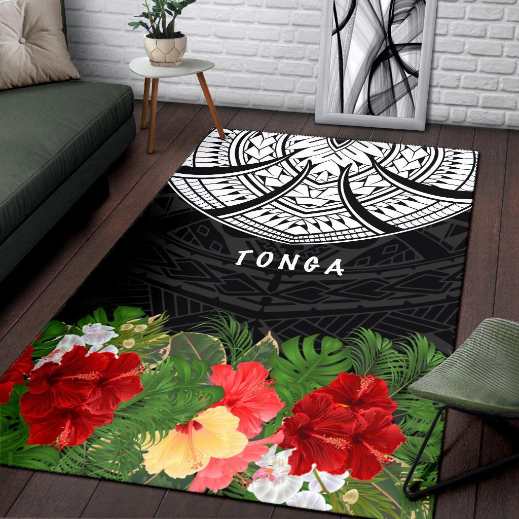 Tonga Polynesian Area Rug - Ginger Lei Pattern Black - Polynesian Pride