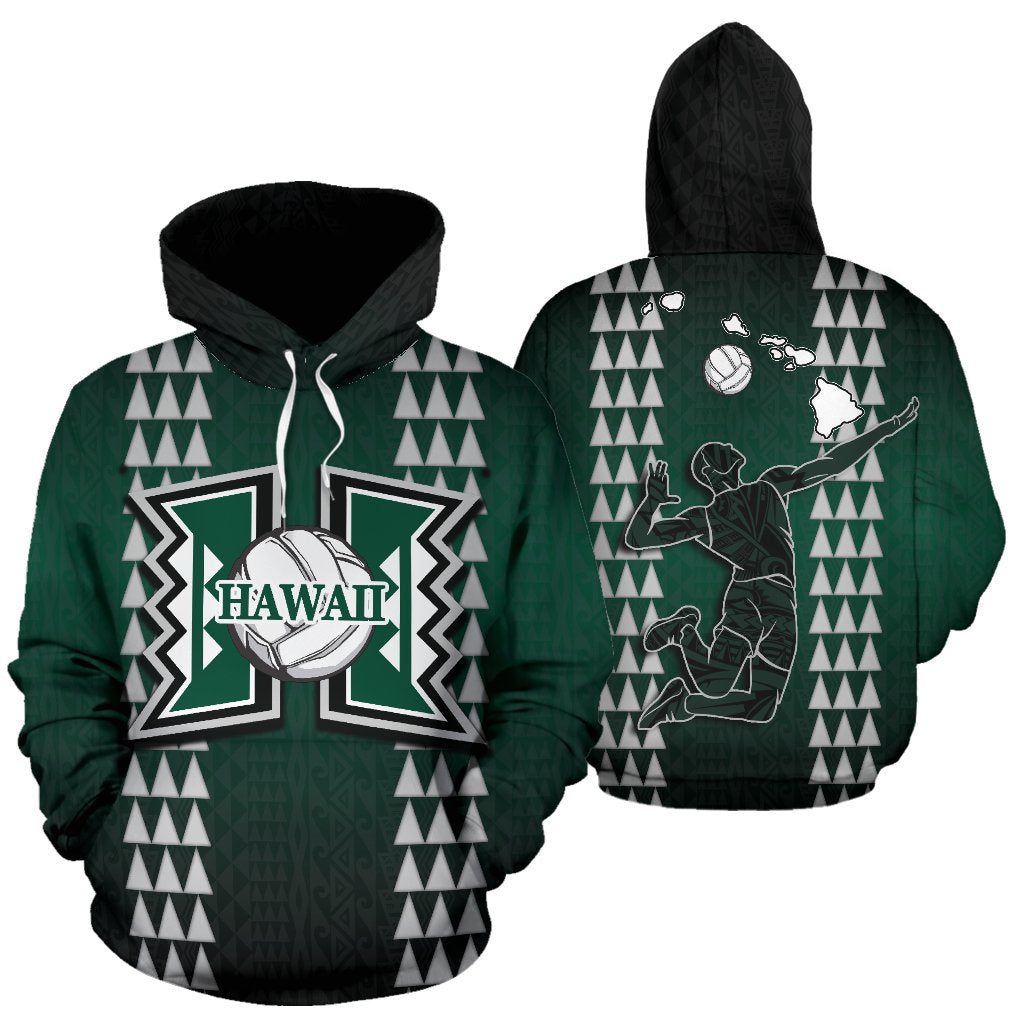 Polynesian Hawaii Hoodie Volleyball Hawaiian Pattern Black - Polynesian Pride