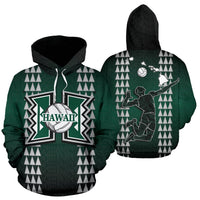 Polynesian Hawaii Hoodie Volleyball Hawaiian Pattern Black - Polynesian Pride