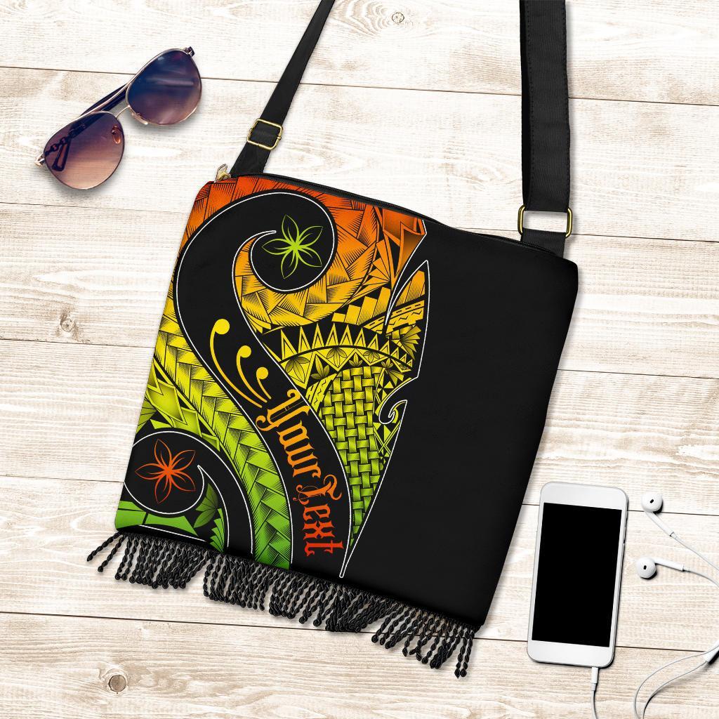 Hawaii Personalised Boho Handbag - Hawaii Polynesian Decorative Patterns One Style One Size Black - Polynesian Pride