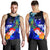 Fiji Custom Personalised Men's Tank Top - Humpback Whale with Tropical Flowers (Blue) Blue - Polynesian Pride