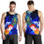 Cook Islands Custom Personalised Men's Tank Top - Humpback Whale with Tropical Flowers (Blue) - Polynesian Pride