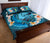 Cook Islands Polynesian Quilt Bed Set - Blue Plumeria Animal Tattoo - Polynesian Pride