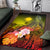 Marshall Islands Area Rug - Humpback Whale with Tropical Flowers (Yellow) - Polynesian Pride