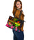 Wallis and Futuna Polynesian Personalised Large Leather Tote Bag - Hibiscus and Banana Leaves - Polynesian Pride