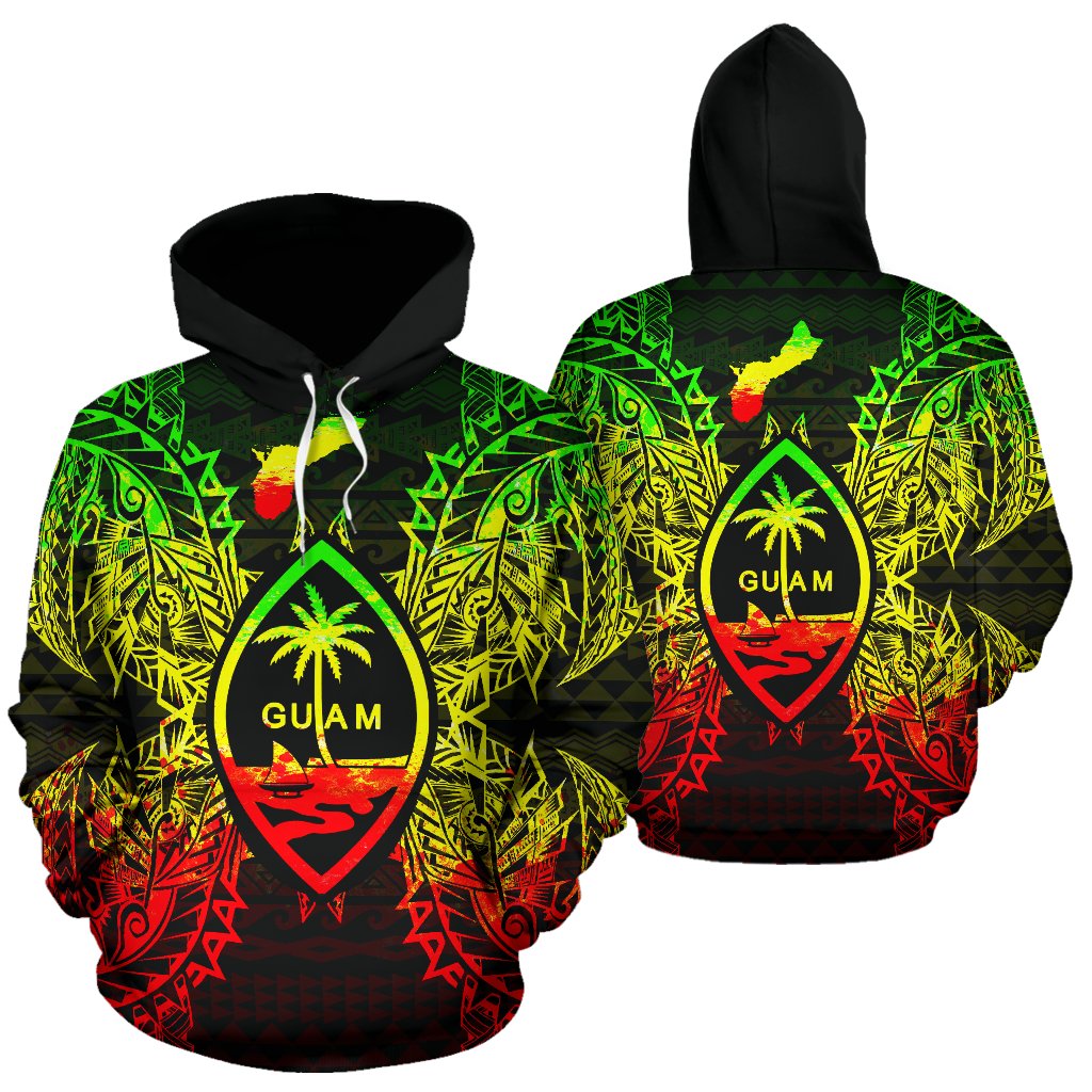 Guam Polynesian ll Over Hoodie Map Reggae Unisex Reggae - Polynesian Pride