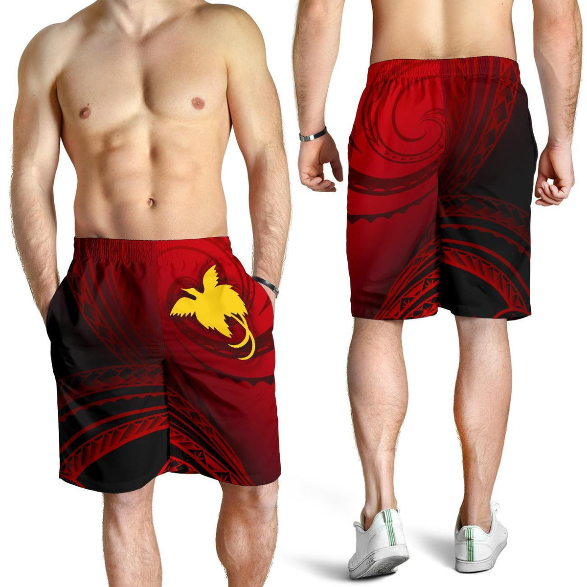 Papua New Guinea Men's Shorts - Raggiana Bird of Paradise Polynesian Patterns - Polynesian Pride
