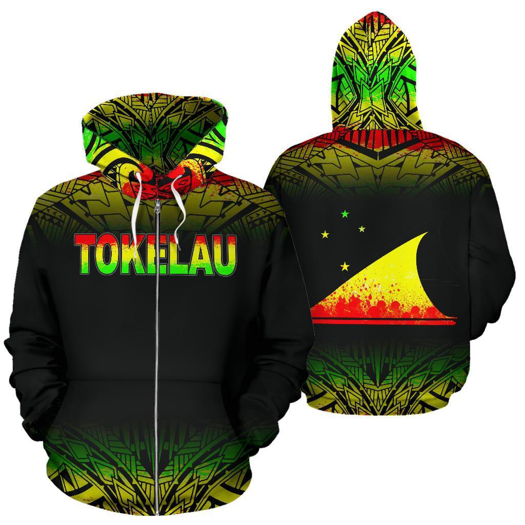 Tokelau Polynesian All Over Zip up Hoodie Reggae Fog Unisex Reggae - Polynesian Pride