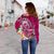 Samoa Women's Off Shoulder Sweater - Turtle Plumeria (Pink) - Polynesian Pride