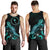 Chuuk Polynesian Men Tank Top - Turtle With Blooming Hibiscus Tuquoise - Polynesian Pride