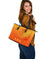 Sun In Leo Zodiac Large Leather Tote Polynesian Tattoo Simple - Orange - Polynesian Pride