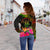 Niue Polynesian Off Shoulder Sweater - Hibiscus and Banana Leaves - Polynesian Pride