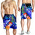 Polynesian Hawaii Men's Shorts - Kanaka Maoli Humpback Whale with Tropical Flowers (Blue) - Polynesian Pride