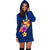 Tonga Polynesian Women's Hoodie Dress - Floral With Seal Blue - Polynesian Pride