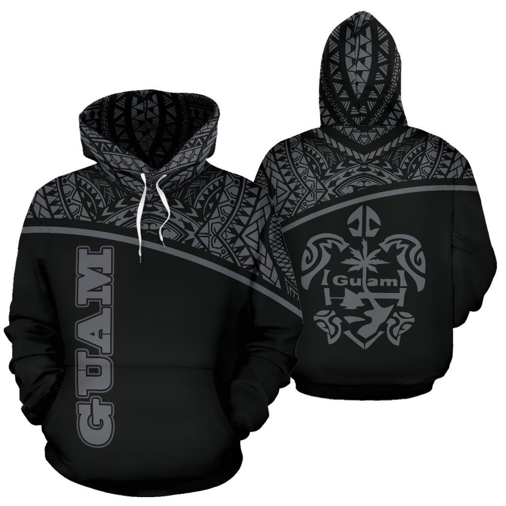 Guam All Over Hoodie Micronesia Curve Grey Style Unisex Grey - Polynesian Pride