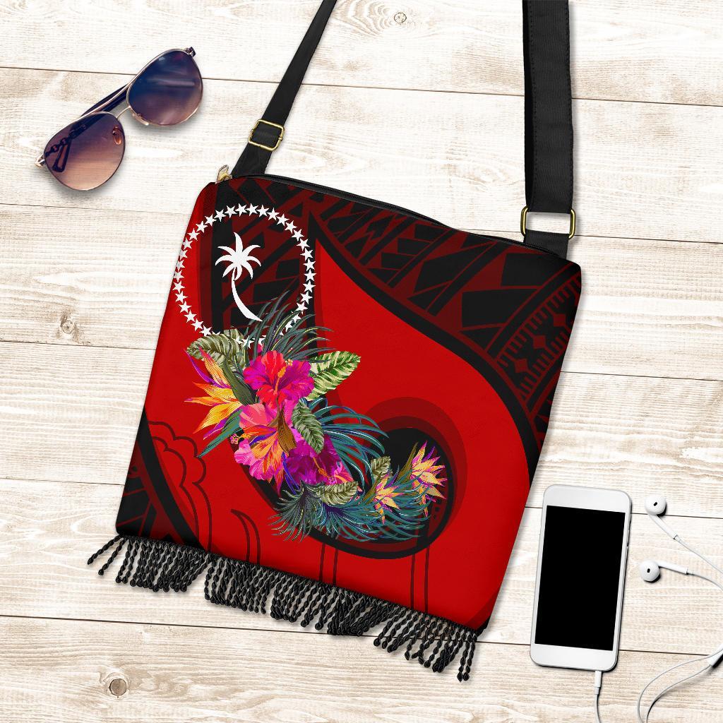 Chuuk Boho Handbag - Polynesian Hook And Hibiscus (Red) One Style One Size Red - Polynesian Pride