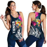 Tonga Women's Racerback Tank - Tonga Summer Vibes 4XL Blue - Polynesian Pride