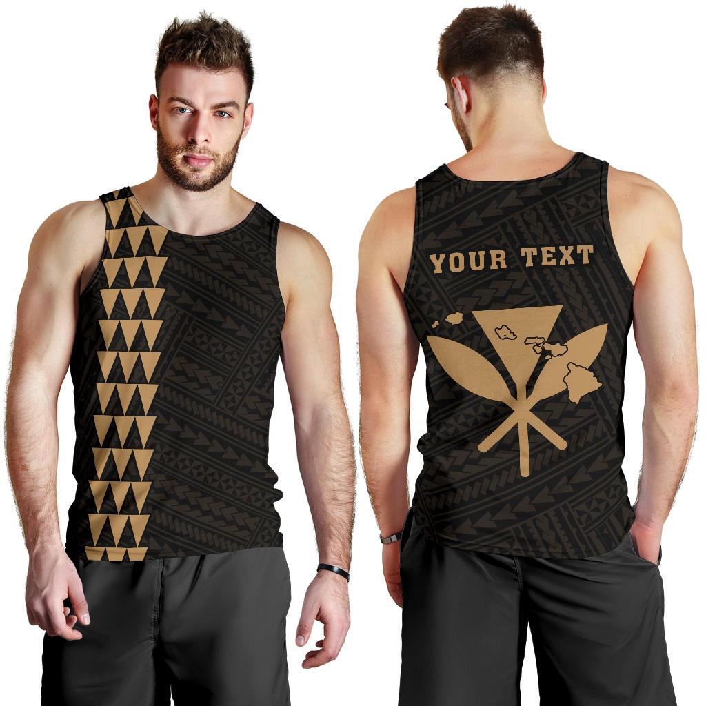 Hawaii Kakau Polynesian Kanaka Map Personalized Men's Tank Top - Gold Gold - Polynesian Pride