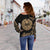 Tahiti Polynesian Custom Personalised Women's Off Shoulder Sweater - Gold Tribal Wave - Polynesian Pride