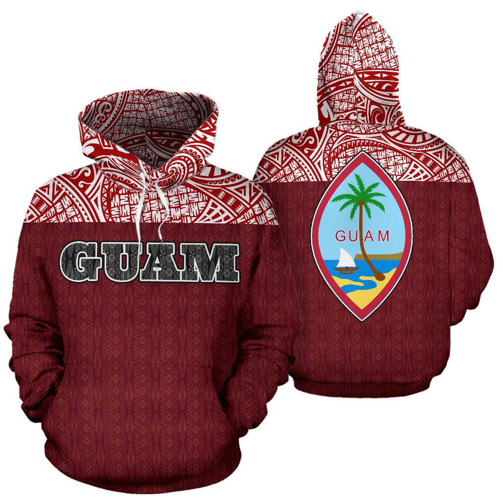 Guam All Over Hoodie Polynesian Red Version Unisex White - Polynesian Pride