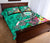 Hawaii Polynesian Quilt Bed Set - Hawaii Seal With Turtle Plumeria (Turquoise) - Polynesian Pride