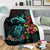 Polynesian Premium Blanket Turtle And Shark - Hibiscus Turquoise - Polynesian Pride