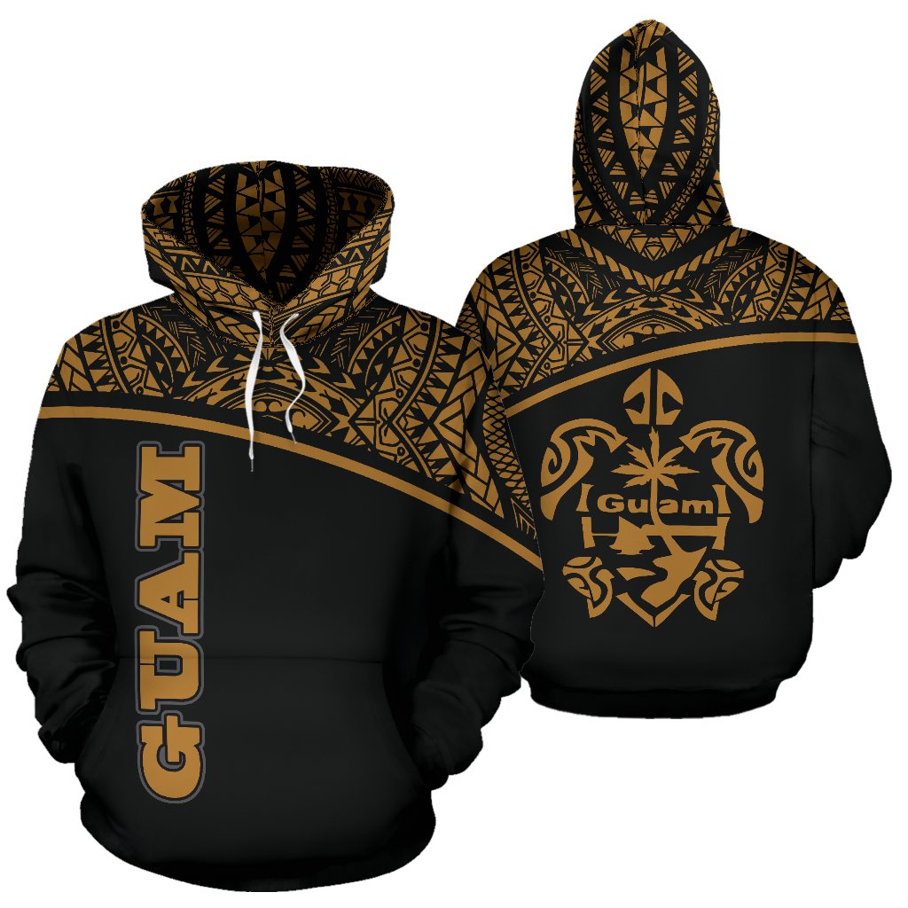 Guam All Over Hoodie Micronesia Curve Gold Style Unisex Gold - Polynesian Pride