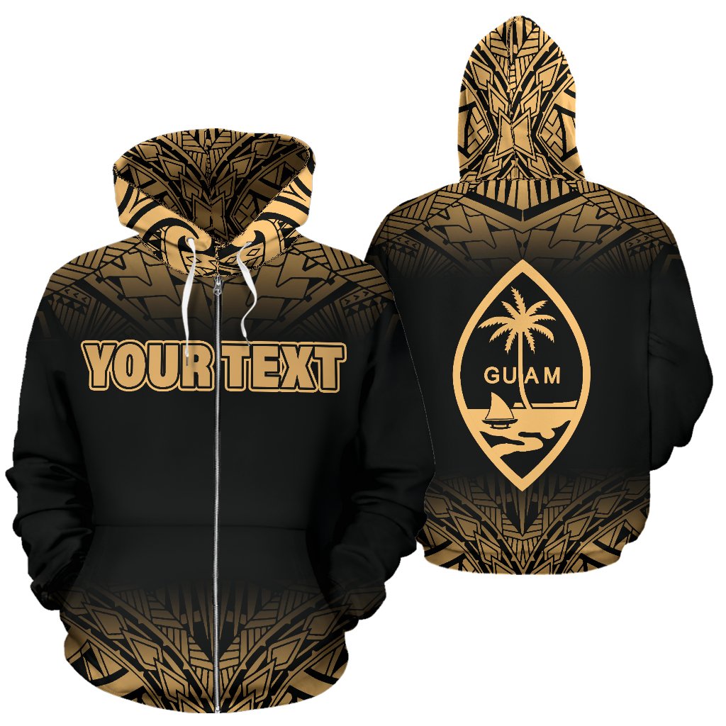 Guam All Over Custom Zip up Hoodie Gold Fog Unisex Gold - Polynesian Pride