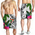 Fiji Men's Short White - Turtle Plumeria Banana Leaf Crest - Polynesian Pride