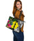 New Caledonia Large Leather Tote Bag - Turtle Plumeria Banana Leaf - Polynesian Pride