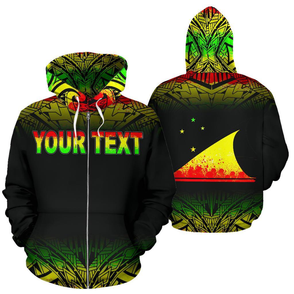 Tokelau Polynesian All Over Custom Zip up Hoodie Reggae Fog Unisex Reggae - Polynesian Pride