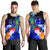 Fiji Men's Tank Top - Humpback Whale with Tropical Flowers (Blue) Blue - Polynesian Pride