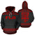 Fiji Tapa All Over Hoodie Red and Black Version Unisex Red And Black - Polynesian Pride