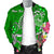 Tahiti Custom Personalised Men's Bomber Jacket - Turtle Plumeria (Green) - Polynesian Pride