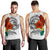 Tonga Men's Tank Top - Tropical Flowers White Patterns Style White - Polynesian Pride