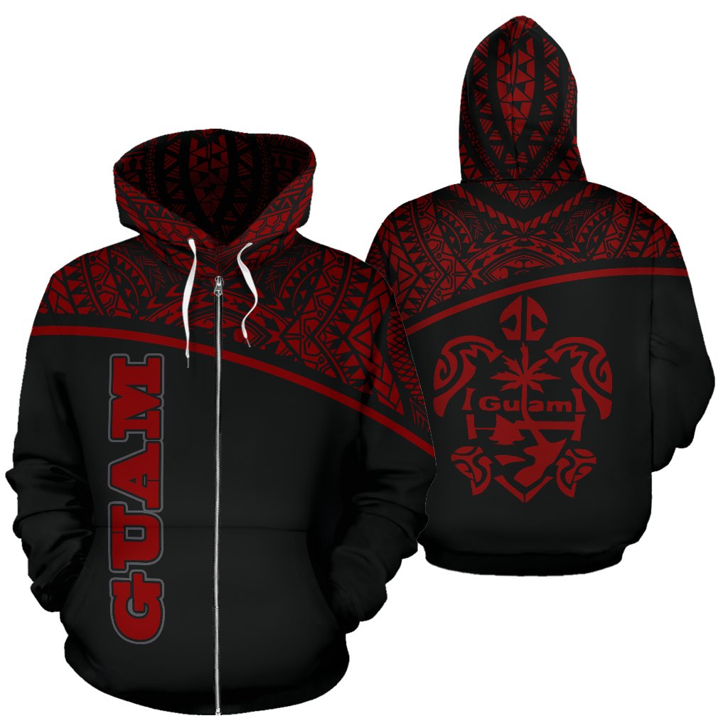 Guam All Over Zip up Hoodie Micronesia Curve Red Style Unisex Red - Polynesian Pride