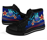 Tahiti Custom Personalised High Top Shoes Blue - Vintage Tribal Mountain - Polynesian Pride