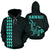 Hawaii Kakau Polynesian Turquoise Hammerhead Shark Hoodie Unisex Turquoise - Polynesian Pride