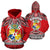 Tonga Polynesian All Over Zip up Hoodie Coat of Arms Unisex Red - Polynesian Pride