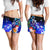 Kosrae Custom Personalised Women's Shorts - Humpback Whale with Tropical Flowers (Blue) - Polynesian Pride