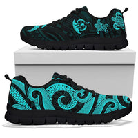 Vanuatu Sneakers - Turquoise Tentacle Turtle Kid's Sneakers - Black Sole - Polynesian Pride