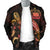 Samoa Polynesian Men's Bomber Jacket - Turtle With Blooming Hibiscus Gold - Polynesian Pride